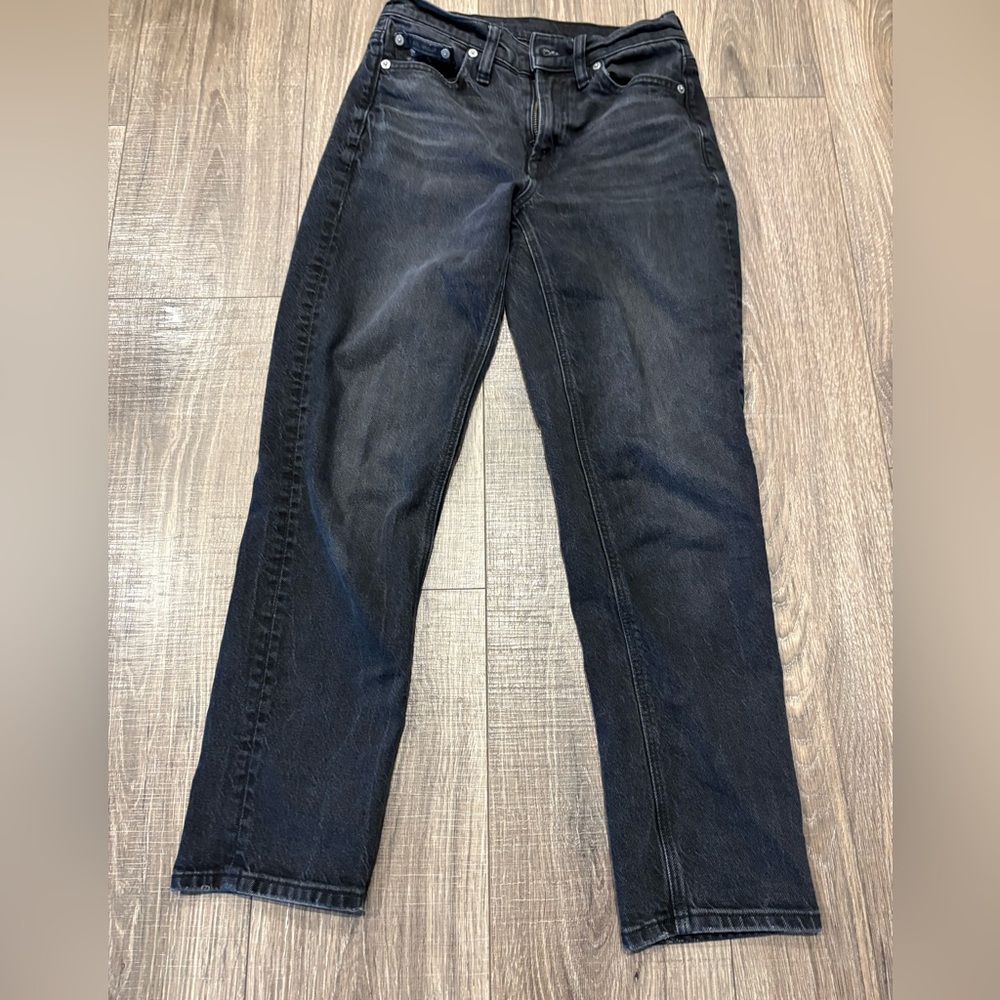 American Eagle Outfitters Super High Rise Ankle Straight Black Jeans EUC
